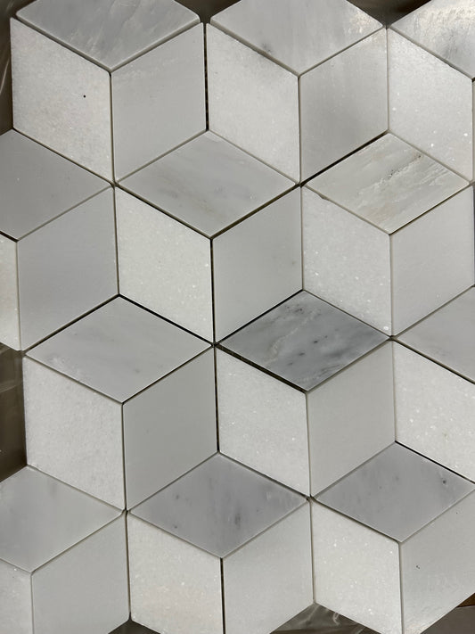 Cubic Hex Calacatta mosaics